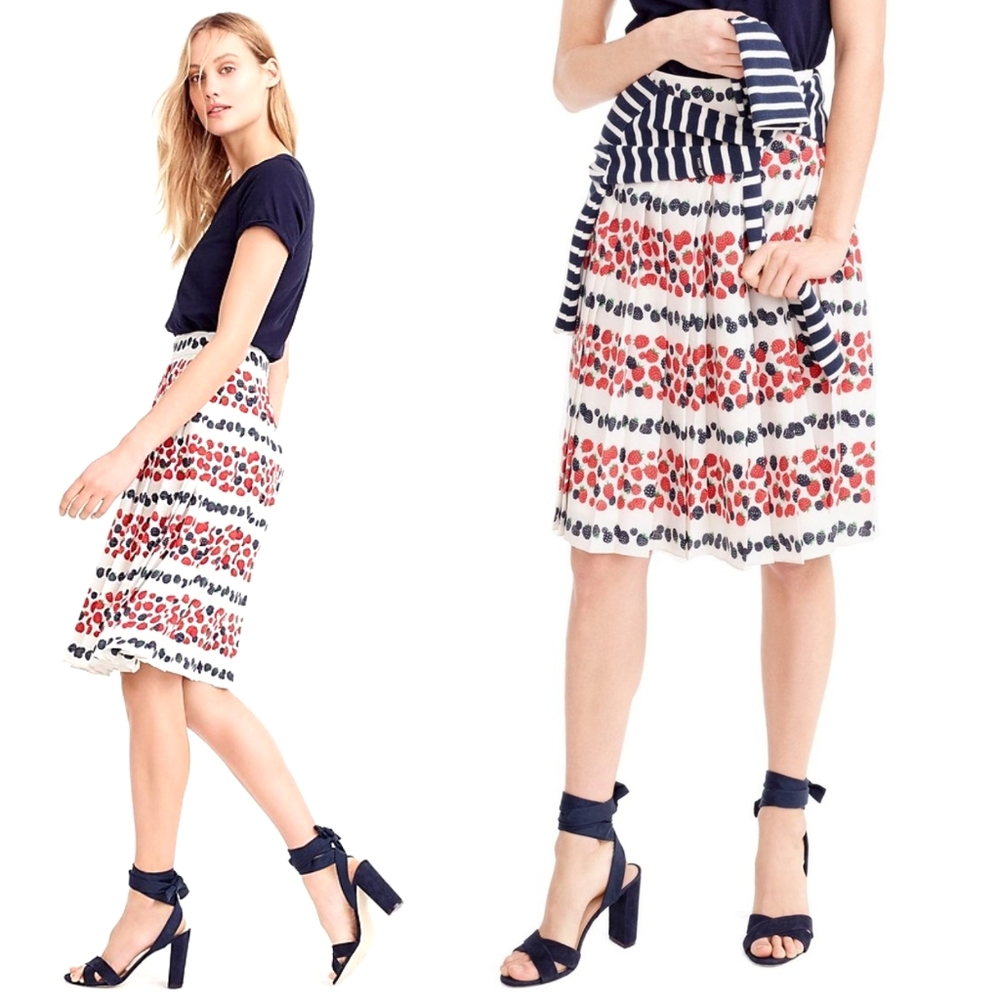J.Crew Pleated skirt in berry print